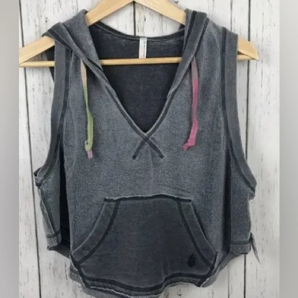Free People FP Movement Meadowbrook Cropped Muscle Tank Hoodie - Picture 1 of 1